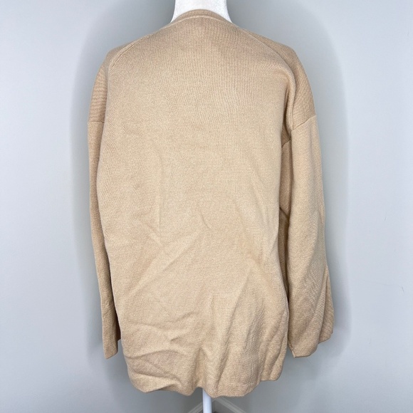 NWT J Crew Long V Neck Sweater Blazer Light Khaki Tan L - Picture 4 of 7
